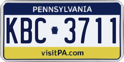 PA license plate KBC3711