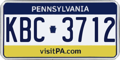 PA license plate KBC3712