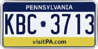 PA license plate KBC3713