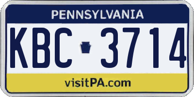 PA license plate KBC3714