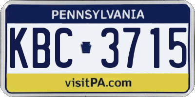 PA license plate KBC3715