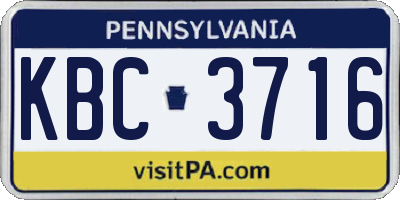 PA license plate KBC3716