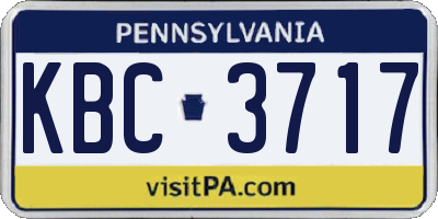 PA license plate KBC3717
