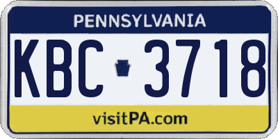 PA license plate KBC3718