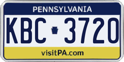 PA license plate KBC3720