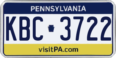 PA license plate KBC3722