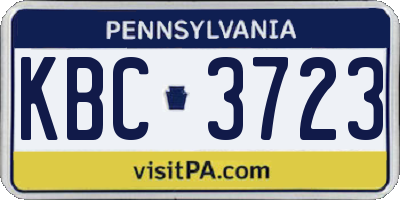 PA license plate KBC3723
