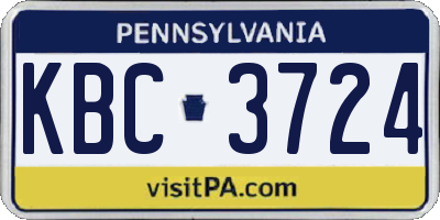 PA license plate KBC3724