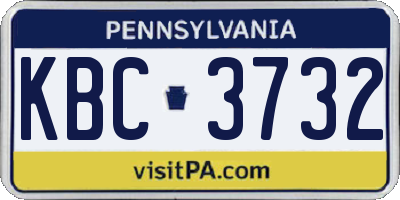 PA license plate KBC3732