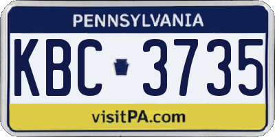 PA license plate KBC3735