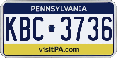 PA license plate KBC3736