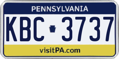 PA license plate KBC3737