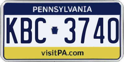PA license plate KBC3740