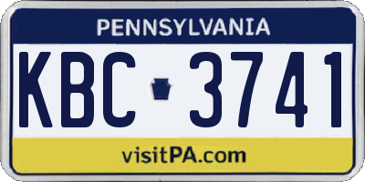 PA license plate KBC3741