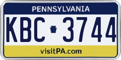 PA license plate KBC3744