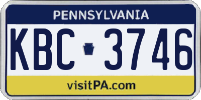 PA license plate KBC3746