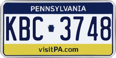PA license plate KBC3748