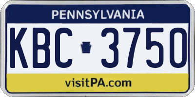 PA license plate KBC3750