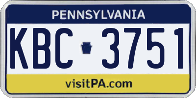 PA license plate KBC3751