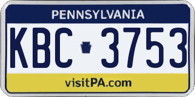 PA license plate KBC3753