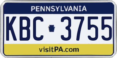 PA license plate KBC3755