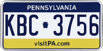 PA license plate KBC3756