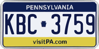 PA license plate KBC3759
