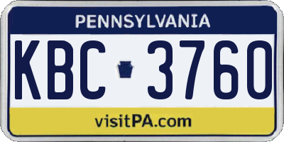 PA license plate KBC3760