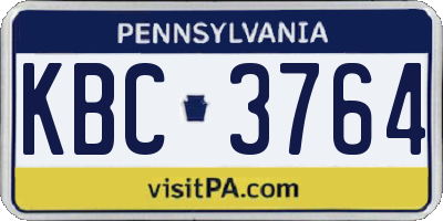 PA license plate KBC3764