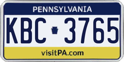 PA license plate KBC3765