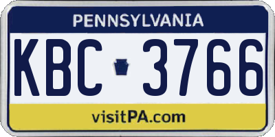 PA license plate KBC3766