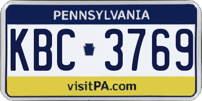 PA license plate KBC3769