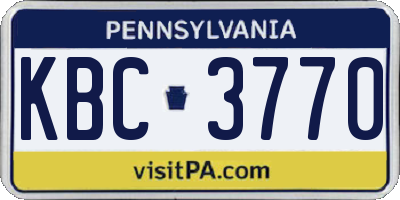 PA license plate KBC3770