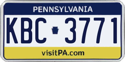 PA license plate KBC3771