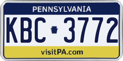 PA license plate KBC3772