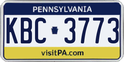 PA license plate KBC3773