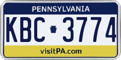 PA license plate KBC3774