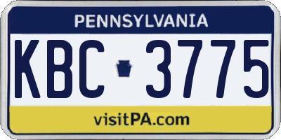PA license plate KBC3775