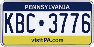 PA license plate KBC3776