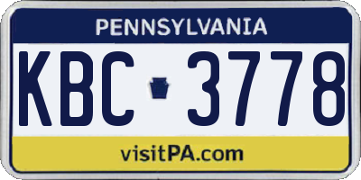 PA license plate KBC3778