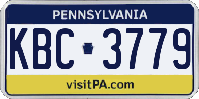 PA license plate KBC3779