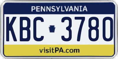 PA license plate KBC3780