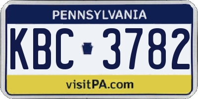PA license plate KBC3782