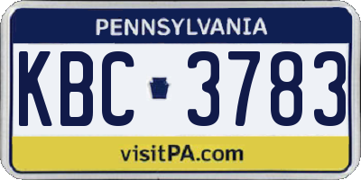 PA license plate KBC3783