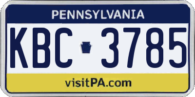PA license plate KBC3785