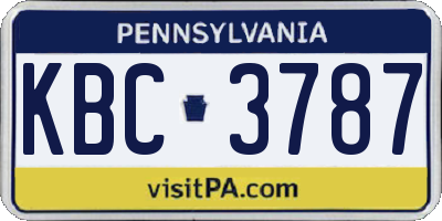 PA license plate KBC3787