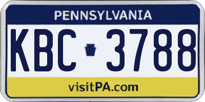 PA license plate KBC3788