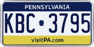 PA license plate KBC3795