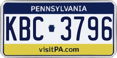 PA license plate KBC3796
