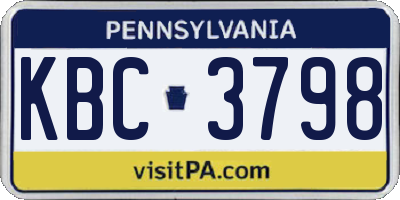 PA license plate KBC3798